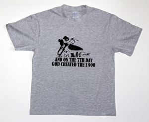 NEW! Z900.us t-shirt ash grey "AND ON THE 7TH DAY GOD CREATED THE Z 900"